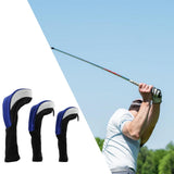 Maxbell 3Pcs Nylon Golf Club Head Cover Driver Wood Headcover Protector Blue White