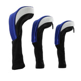 Maxbell 3Pcs Nylon Golf Club Head Cover Driver Wood Headcover Protector Blue White