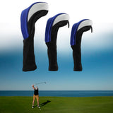 Maxbell 3Pcs Nylon Golf Club Head Cover Driver Wood Headcover Protector Blue White