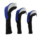 Maxbell 3Pcs Nylon Golf Club Head Cover Driver Wood Headcover Protector Blue White