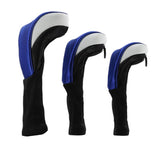 Maxbell 3Pcs Nylon Golf Club Head Cover Driver Wood Headcover Protector Blue White