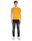 Maxbell  Solid Men Round Neck Yellow T Shirt