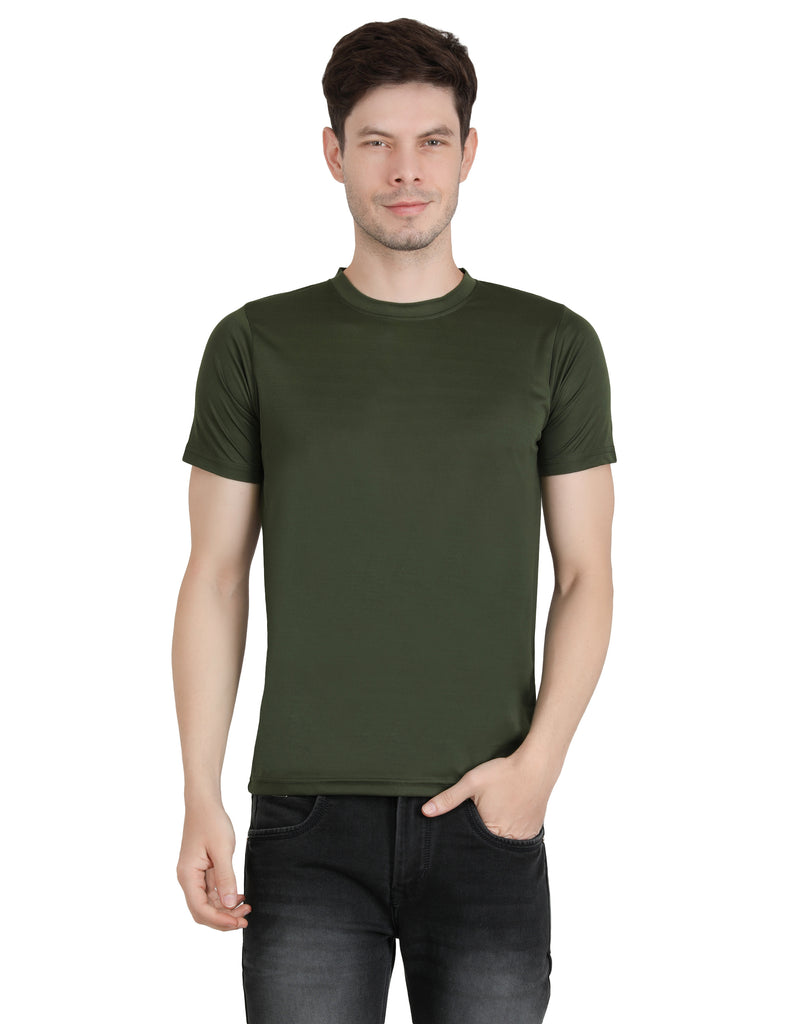 Maxbell  Solid Men Round Neck Green T Shirt