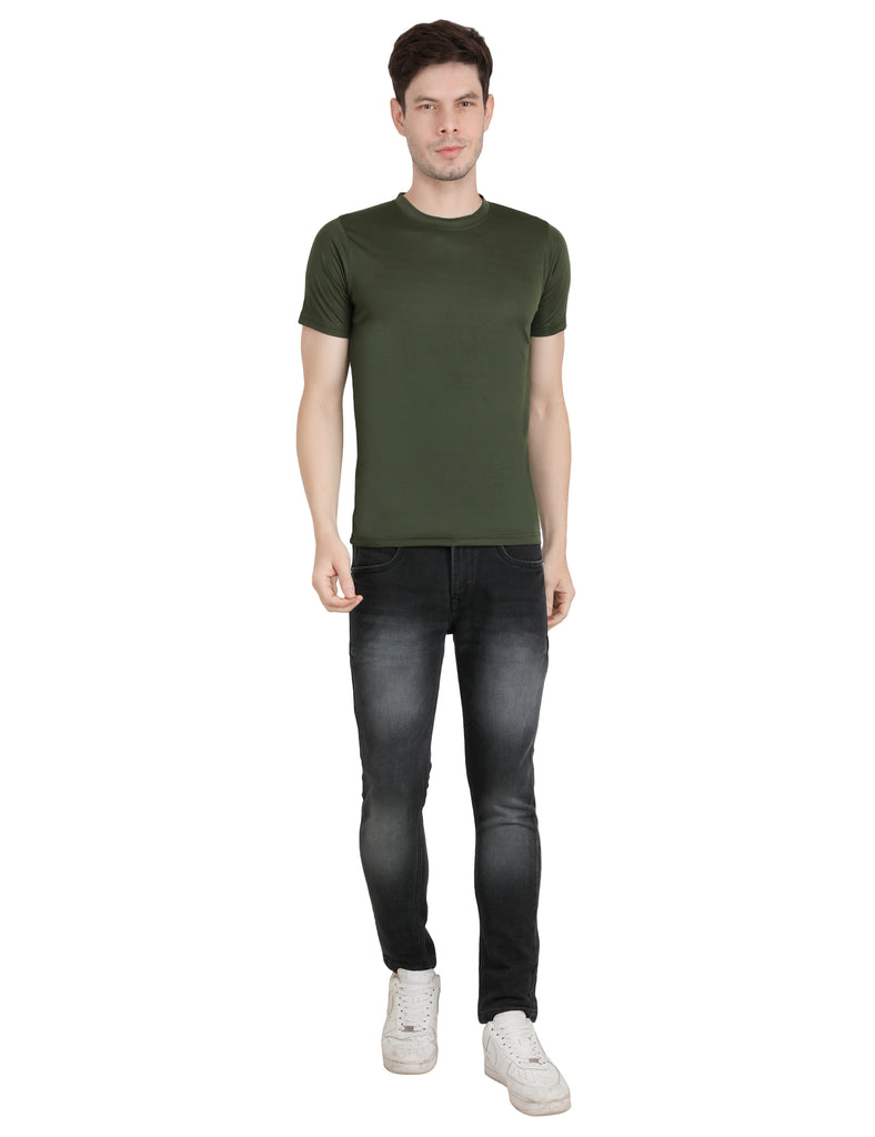 Maxbell  Solid Men Round Neck Green T Shirt