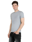 Maxbell  Solid Men Round Neck Silver T Shirt
