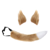 Maxbell Fox Ears Tail Cosplay Props Hair Clips Attractive for Halloween Camel Color