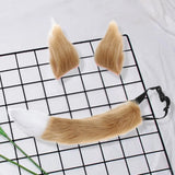 Maxbell Fox Ears Tail Cosplay Props Hair Clips Attractive for Halloween Camel Color