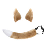 Maxbell Fox Ears Tail Cosplay Props Hair Clips Attractive for Halloween Camel Color