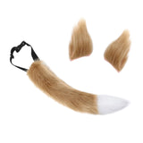 Maxbell Fox Ears Tail Cosplay Props Hair Clips Attractive for Halloween Camel Color