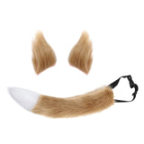 Maxbell Fox Ears Tail Cosplay Props Hair Clips Attractive for Halloween Camel Color