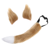 Maxbell Fox Ears Tail Cosplay Props Hair Clips Attractive for Halloween Camel Color