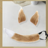 Maxbell Fox Ears Tail Cosplay Props Hair Clips Attractive for Halloween Camel Color