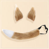 Maxbell Fox Ears Tail Cosplay Props Hair Clips Attractive for Halloween Camel Color