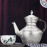 Maxbell Retro Gooseneck Teapot Tibetan Style Aluminum for Kitchen Home L Silver