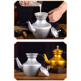 Maxbell Retro Gooseneck Teapot Tibetan Style Aluminum for Kitchen Home M Gold