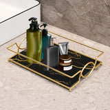 Maxbell Bathroom Vanity Tray Jewelry Dish Makeup Organizer for Dresser L Black