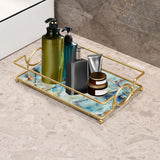 Maxbell Bathroom Vanity Tray Jewelry Dish Makeup Organizer for Dresser S Blue