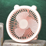 Maxbell Small Mini Fan Office Fishing Car RV Desktop for Office Home Dormitory pink with lamp