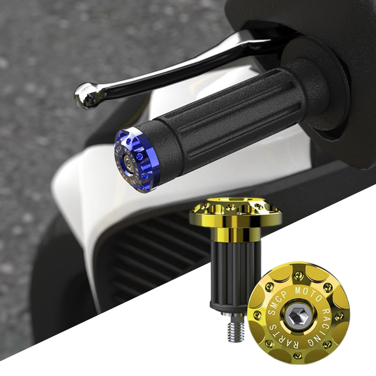 Maxbell 2Pcs Motorcycle Handle Bar End Grips Plug Caps CNC Aluminum Alloy  Gold