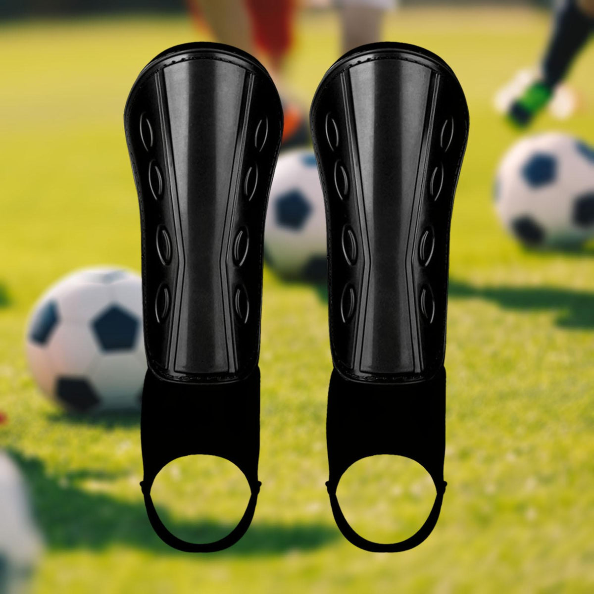 Maxbell 1 Pair Football Shin Guards Adult Youth Adjustable Straps Durable Shin Pads kids black