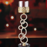 Maxbell Candle Holders Home Decor Tea Light Holder Wedding Glass Crystal Candlestick 7 Rings