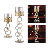 Maxbell Candle Holders Home Decor Tea Light Holder Wedding Glass Crystal Candlestick 3 Rings