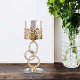 Maxbell Candle Holders Home Decor Tea Light Holder Wedding Glass Crystal Candlestick 3 Rings