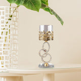 Maxbell Candle Holders Home Decor Tea Light Holder Wedding Glass Crystal Candlestick 3 Rings