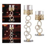 Maxbell Candle Holders Home Decor Tea Light Holder Wedding Glass Crystal Candlestick 3 Rings