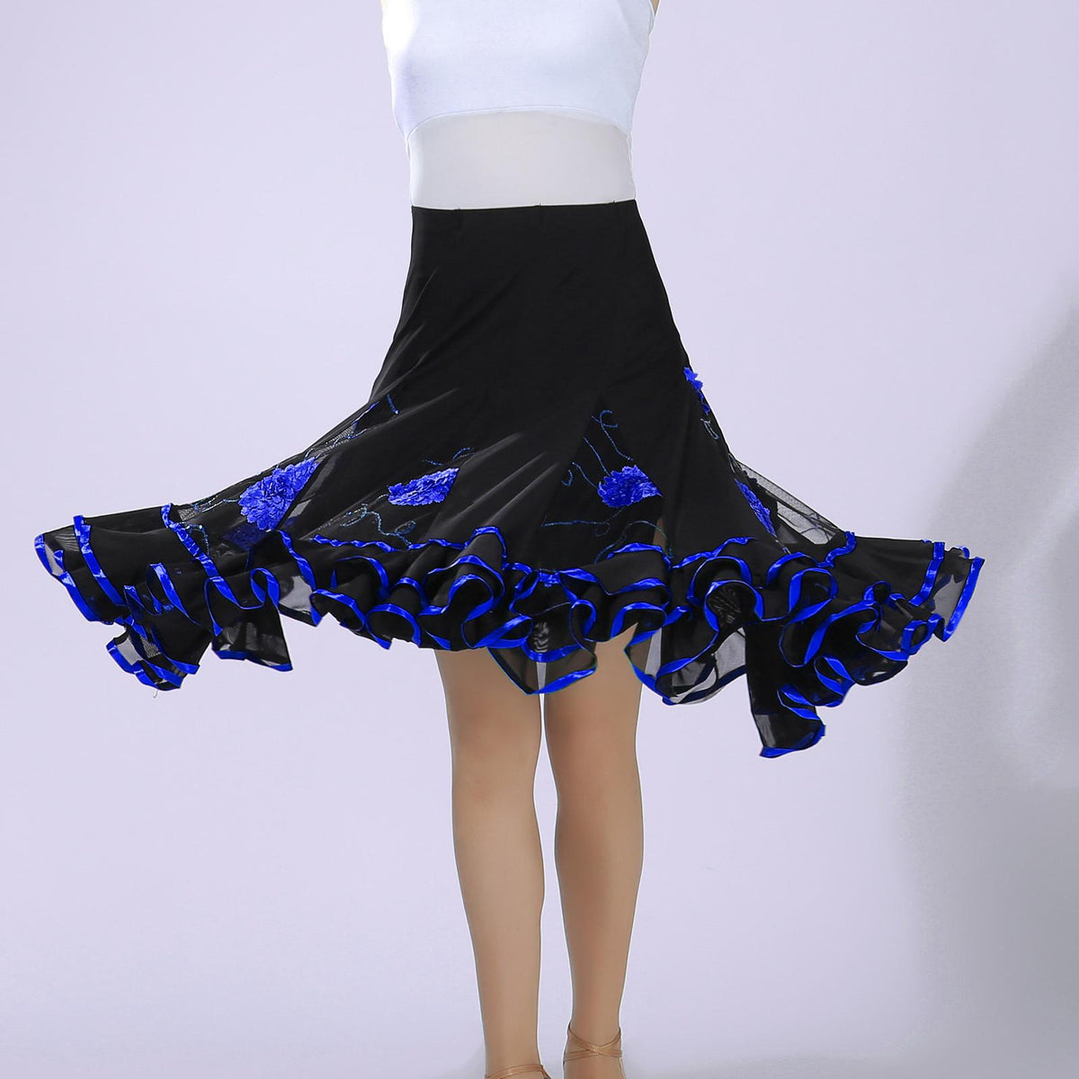 Maxbell Ballroom Dance Skirt Dancing Costume Stage Performance for Women Royal Blue
