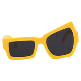 Maxbell Party Sunglasses Vintage Asymmetric Unisex for Hip Hop Dance Party Birthday Yellow