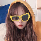 Maxbell Party Sunglasses Vintage Asymmetric Unisex for Hip Hop Dance Party Birthday Yellow