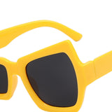 Maxbell Party Sunglasses Vintage Asymmetric Unisex for Hip Hop Dance Party Birthday Yellow