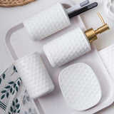 Maxbell Bathroom Accessories Set Lotion Bottle for Bathroom Counter Hotel Durable 4 Pieces