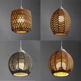 Maxbell Handmade Weaved Pendant Light Crafts Lampshade for Restaurant Bar Dining Khaki Cone