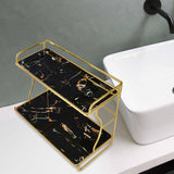 Maxbell Golden Frame Bathroom Countertop Organizer Serving Tray Premium Black