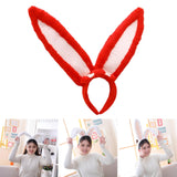 Maxbell Plush Rabbit Ear Headband Furry Soft Cute for Prom Party Red