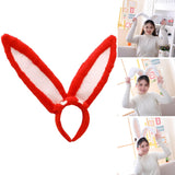 Maxbell Plush Rabbit Ear Headband Furry Soft Cute for Prom Party Red