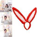 Maxbell Plush Rabbit Ear Headband Furry Soft Cute for Prom Party Red