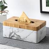 Maxbell Rectangular Wooden Tissue Box Cover Facial Tissue Holder Case for Restaurant Marbling