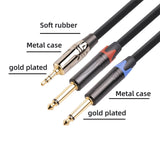 Maxbell 3.5mm 1/8" (M) Stereo To Dual 6.35mm 1/4" TS (M) Stereo Breakout Y Cable 2M
