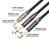 Maxbell 3.5mm 1/8" (M) Stereo To Dual 6.35mm 1/4" TS (M) Stereo Breakout Y Cable 2M