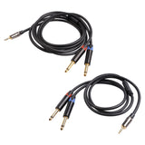 Maxbell 3.5mm 1/8" (M) Stereo To Dual 6.35mm 1/4" TS (M) Stereo Breakout Y Cable 2M