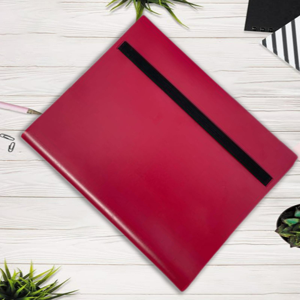 Maxbell 9 Pocket Album Folder Clear Trading Card Binder for Baseball Cards Red
