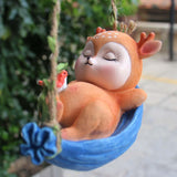 Maxbell Adorable Outdoor Garden Animal Hanging Sculpture for Tabletop Decor Fawn