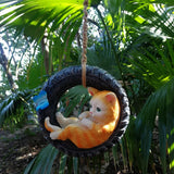 Maxbell Garden Statue Swing Tire Cat Yard Indoor Outdoor Home Patio Ornament