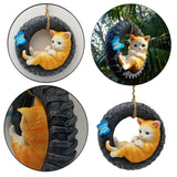 Maxbell Garden Statue Swing Tire Cat Yard Indoor Outdoor Home Patio Ornament