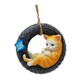 Maxbell Garden Statue Swing Tire Cat Yard Indoor Outdoor Home Patio Ornament