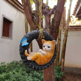 Maxbell Garden Statue Swing Tire Cat Yard Indoor Outdoor Home Patio Ornament