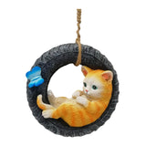 Maxbell Garden Statue Swing Tire Cat Yard Indoor Outdoor Home Patio Ornament